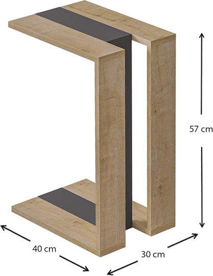 Rectangular Side Table Muju Wooden Anthracite L30xW40xH57cm