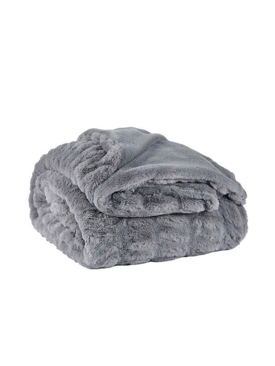 Kentia Lilah Furry Blanket Double 220x230cm Gray
