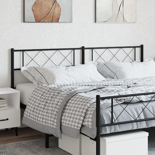 vidaXL Metal Bed Headboard Black 187x90cm