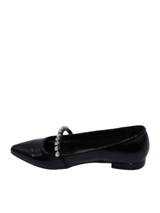 Patent Leather Ballerinas With strap Black