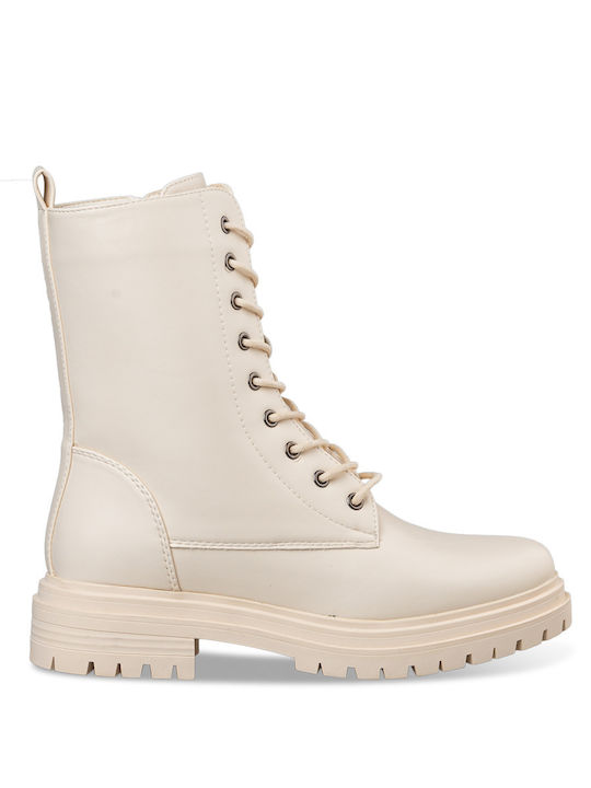 Envie Shoes Women's Combat Boots Beige