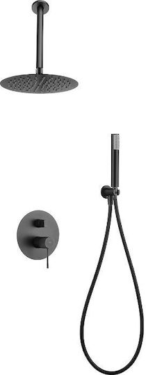 Imex Built-in Mixer & Shower Head Set for Shower 2 Exits Inox Silver