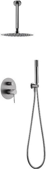 Imex Built-in Mixer & Shower Head Set for Shower 2 Exits Inox Silver