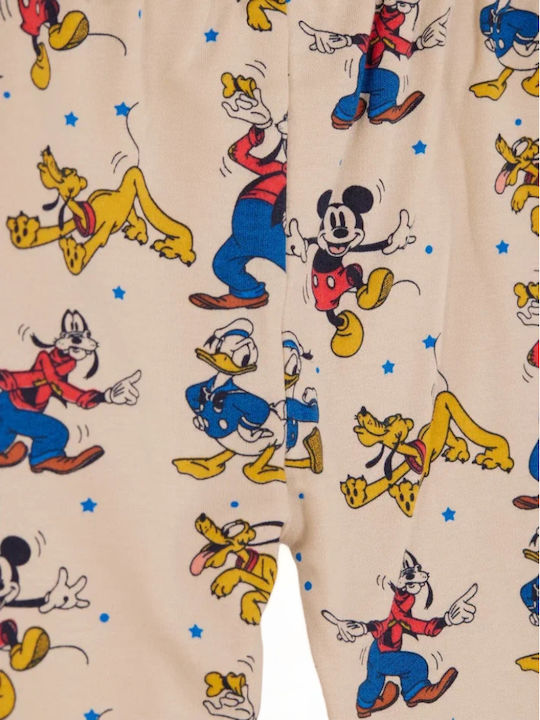 Mickey Παιδικό Παντελόνι Φόρμας Μπεζ 2τμχ