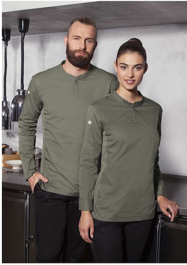 Karlowsky Bluse Koch Baumwolle Khaki mit Langärmelig