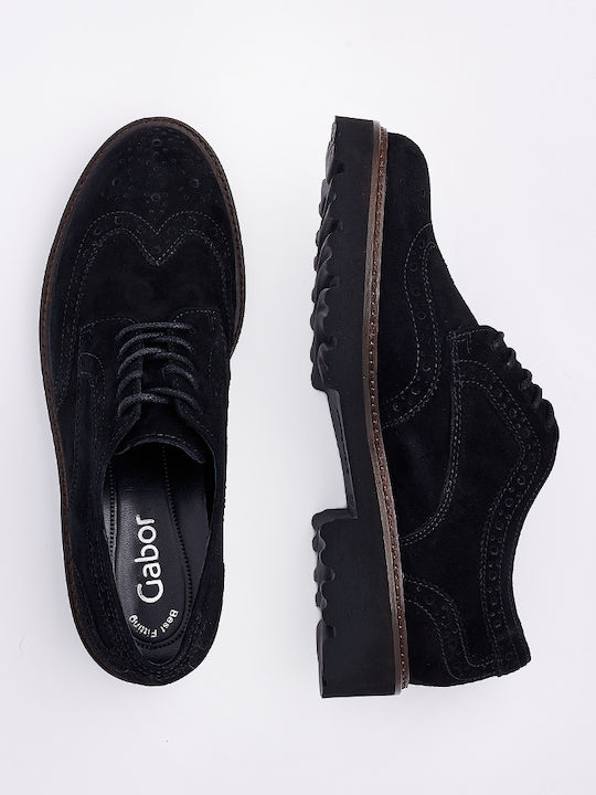 Leder Damen Oxfords in Schwarz Farbe