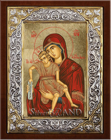 SilverBrand.gr Икона Богородица с Младенеца Сребърна 26x20см