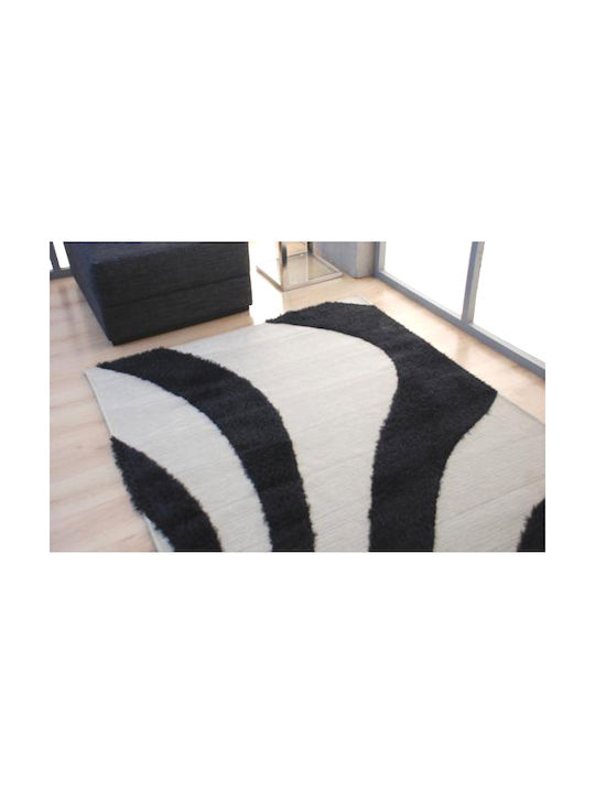 Royal Carpet Toscana Branco Rug Rectangular Shaggy Branco Black White