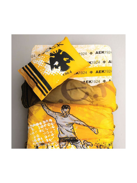 Palamaiki Sheet Set Single Fitted Cotton AEK7 Yellow 110x200cm 3pcs