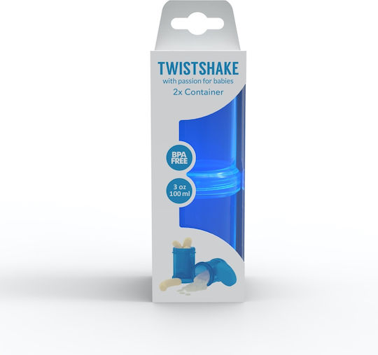 Twistshake Milk Powder Doser Blue Storage Container Pastel Blue 2x100ml 1pcs