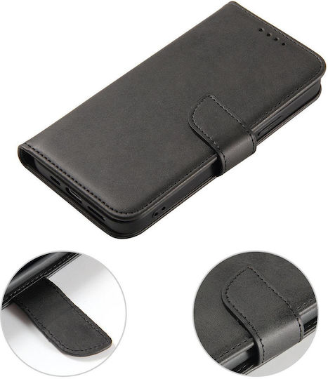 Hurtel Magnet Book Δερματίνης Μαύρο (Vivo Y16)