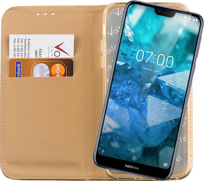 Volte-Tel Pocket Magnet Carte Piele artificială Aur (Nokia 7.1) 8229251