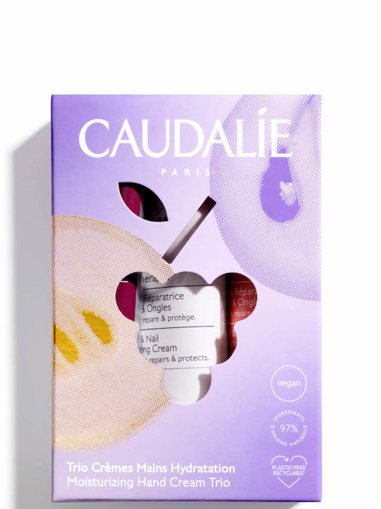 Caudalie Moisturising Hand Cream Trio Skin Care Set for Moisturizing 3pcs