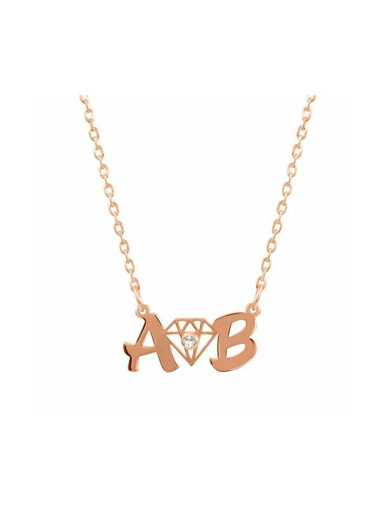 Amor Amor Halskette Monogramm aus Vergoldet Silber mit Zirkonia