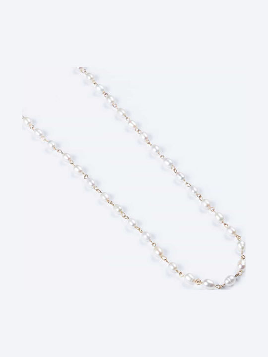 Cuoro Necklace Rosary Made of Gold Plated Steel Cuoro Necklace Rosary Made of Gold Plated Steel