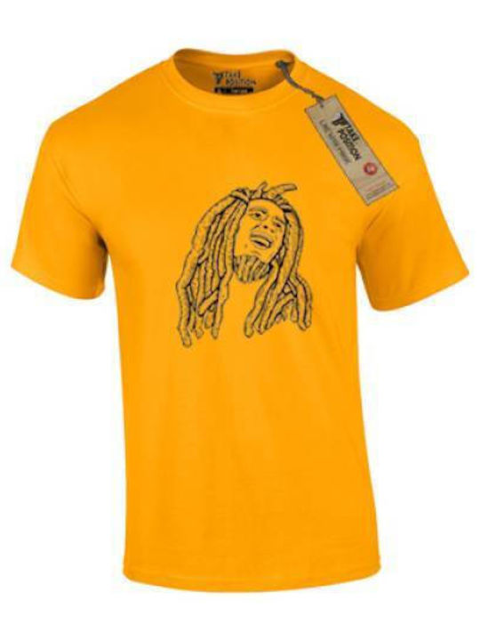 Takeposition T-shirt Bărbătesc cu Mânecă Scurtă YELLOW GOLD