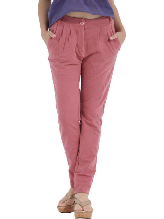Freddy Γυναικείο Υφασμάτινο Παντελόνι Regular Fit Ροζ