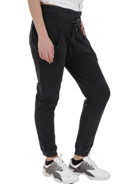 Dama Tesatura Pantaloni cu Elastic Negru