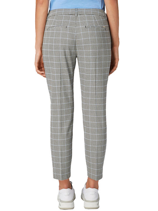 Tom Tailor Women's Fabric Trousers Checked Grey Blue