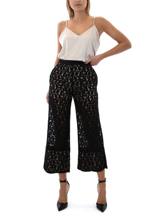 MY T Women's High-waisted Fabric Trousers Black