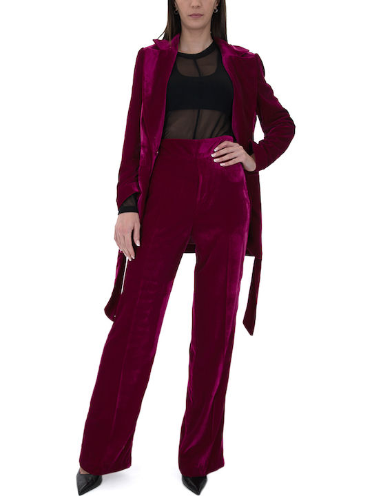 Pants Damen Hoch tailliert Stoff Hose in Geradem Schnitt Fuchsia
