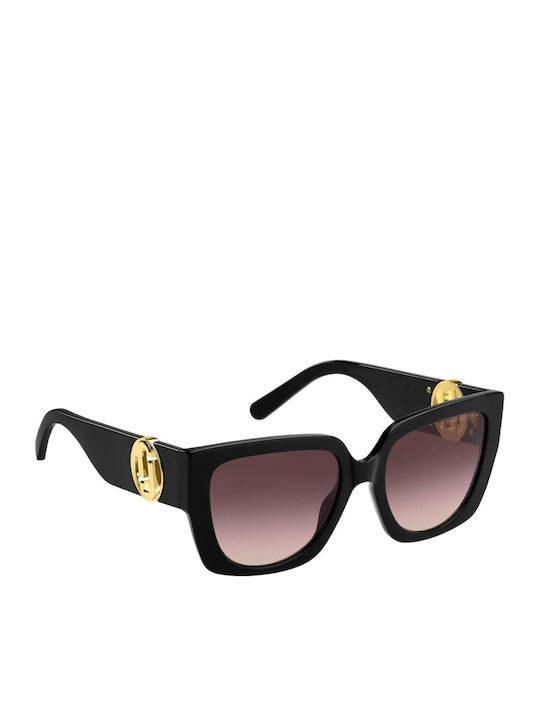 Marc Jacobs Women's Sunglasses with Black Horn-Rimmed Frame and Black Gradient Lenses MARC 687/S 807HA