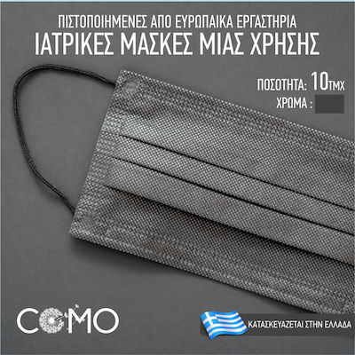 Poli MeyMed Ear Loop Μάσκα Προστασίας Μιας Χρήσης Χειρουργική Τύπου I σε Μαύρο χρώμα 10τμχ