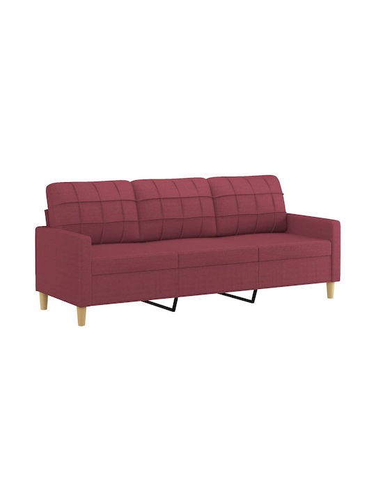 Dreisitzer Sofa Rot mit Dekokissen 198x77x80cm