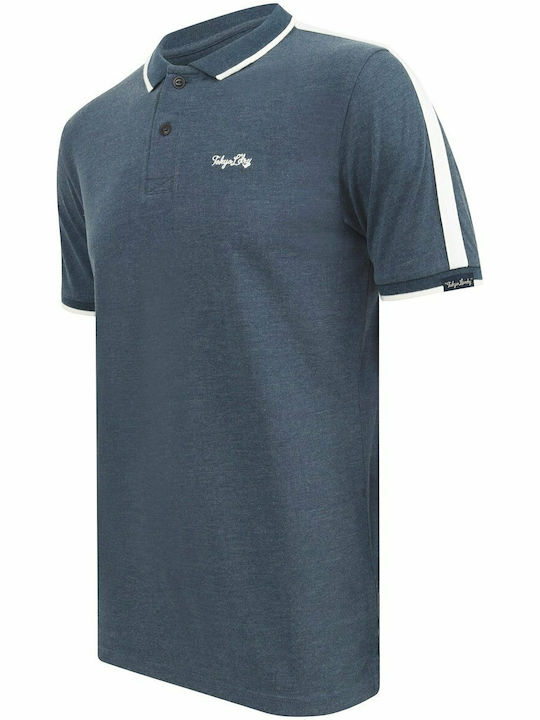 Tokyo Laundry Herren Kurzarmshirt Polo Mood Indigo Blue