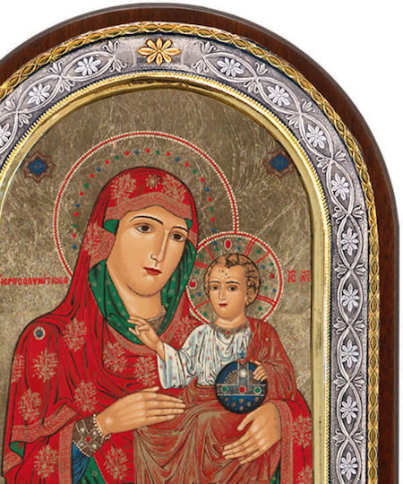SilverBrand.gr Heiligenikone der Panagia Jerusalemiterin Silber 23x18cm