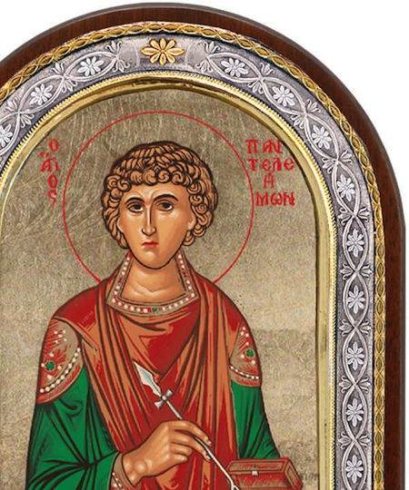 SilverBrand.gr Image saint Panteleimon Silver 23x18cm