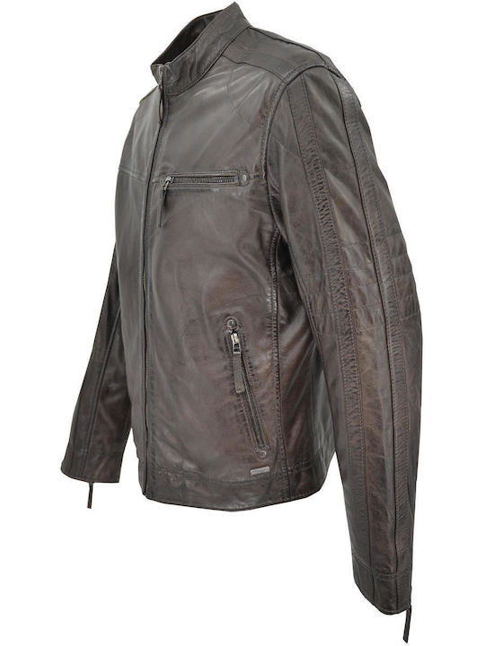 Δερμάτινα 100 Men's Winter Leather Jacket ''Cafe''