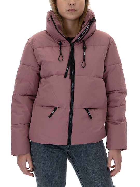 Khujo Kurz Damen Puffer Jacke für Winter Ροζ