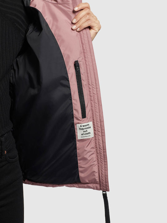 Women's Long Puffer Jacket for Winter Pink