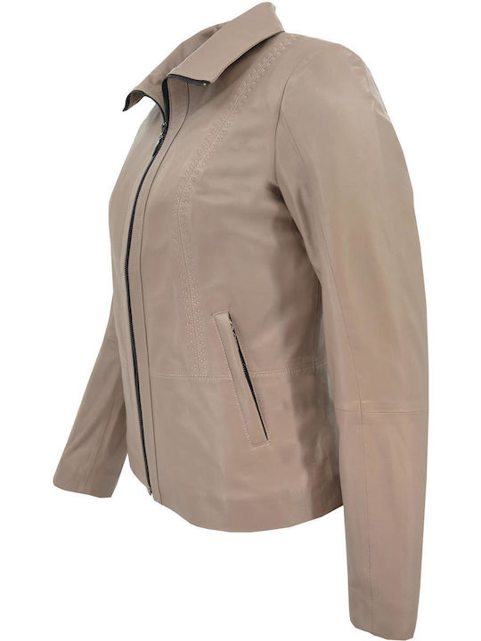 Dermatina 100 Women's Short Lifestyle Leather Jacket for Winter Coffee.