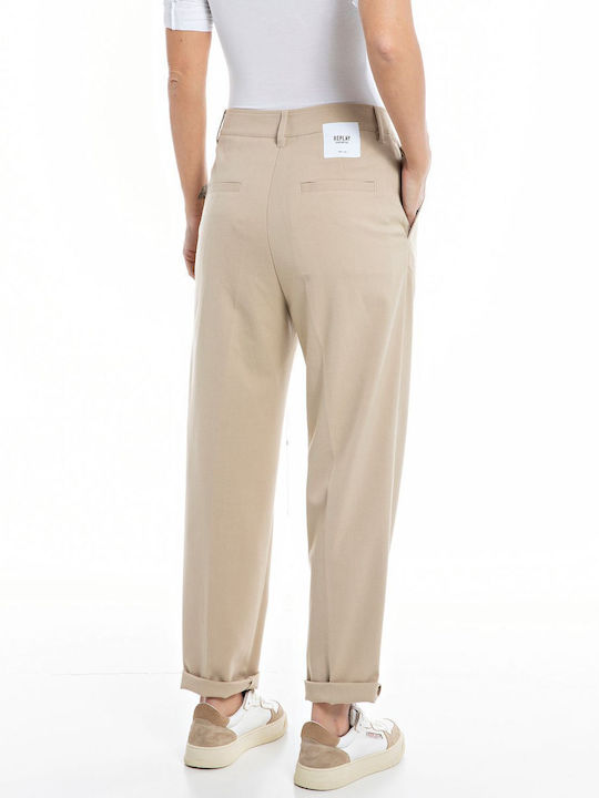 Replay Women's Fabric Trousers Beige