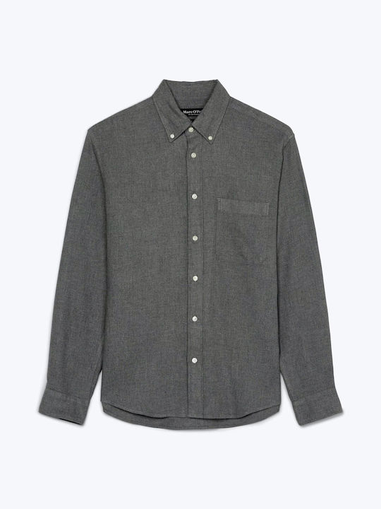 Marc O'Polo Men's Shirt Long Sleeve Flannel Grey