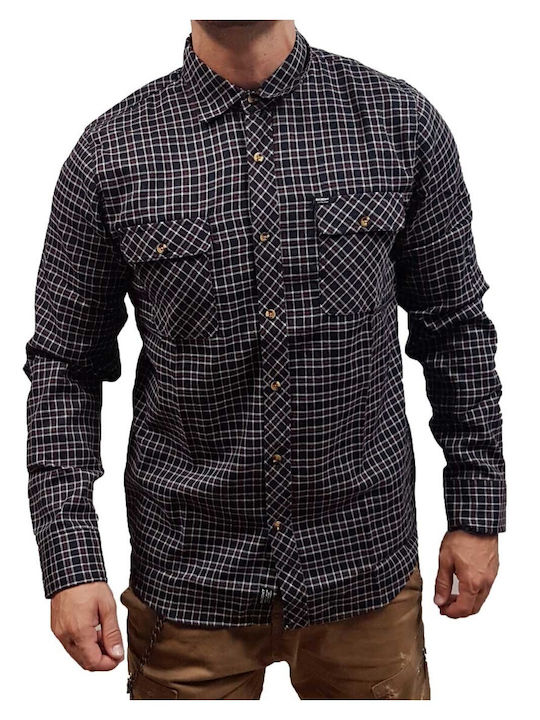 Basehit Men's Shirt Long Sleeve Checked Navy/Red