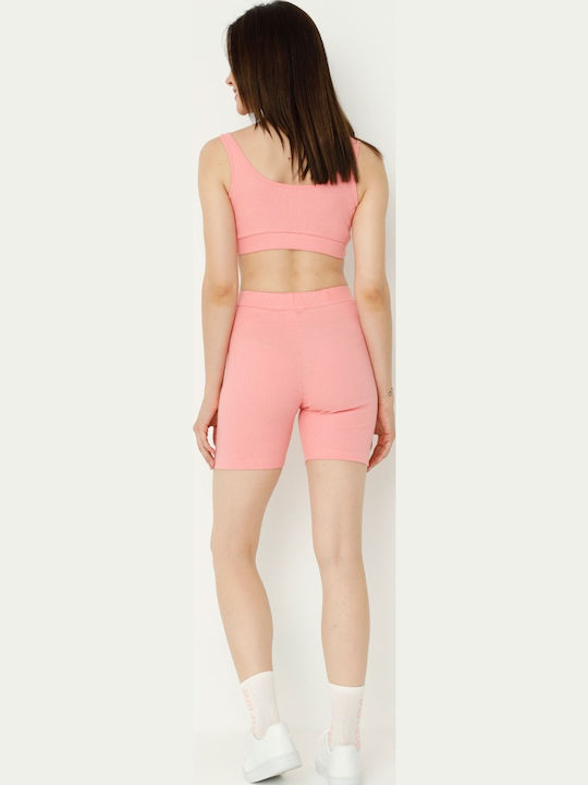 Training Γυναικείο Σετ με Ποδηλατικό Κολάν Bubblegum Pink