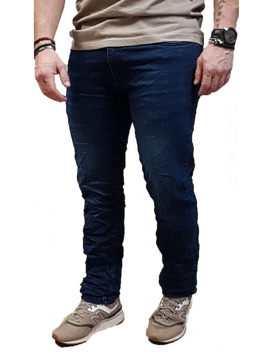 Elastic Men's Trousers in Slim Fit D Blue
