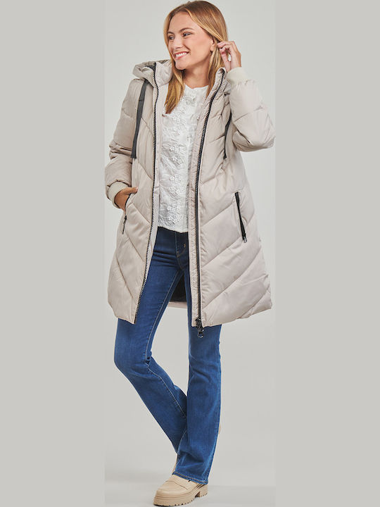 Kurz Damen Puffer Jacke für Winter Beige