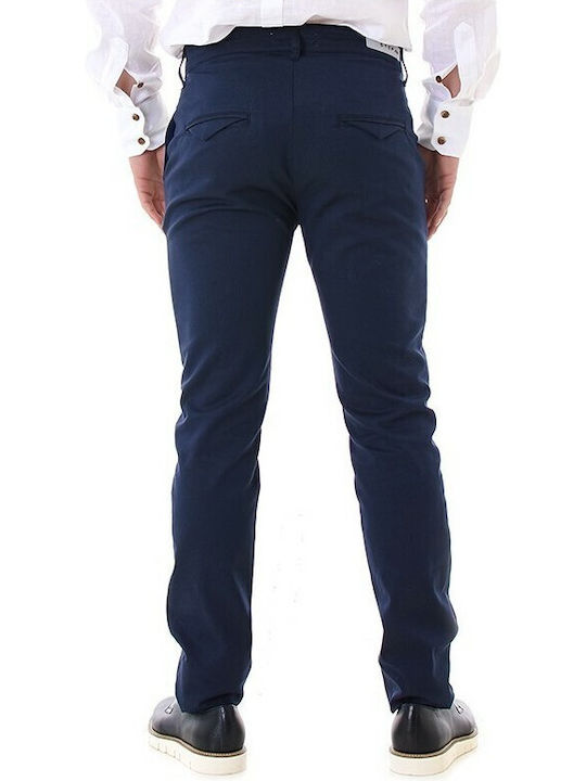 Stefan Fashion Men's Trousers Chino Elastic in Slim Fit Blue