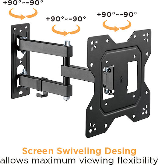 Powertech PT-1129 Wall TV Mount with Arm up to 43" and 30kg Black