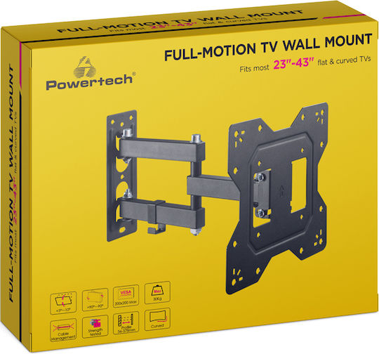 Powertech PT-1129 Wall TV Mount with Arm up to 43" and 30kg Black