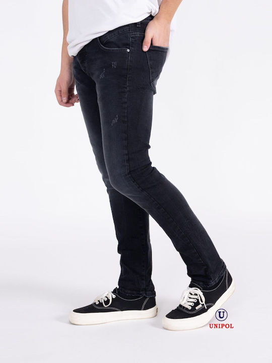 Men's Elastic Jeans Pants with Slim Fit Black