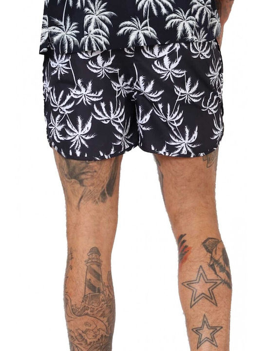 Costum de Baie Bărbați Pantaloni Scurți Albastru Marin/Alb cu Modele