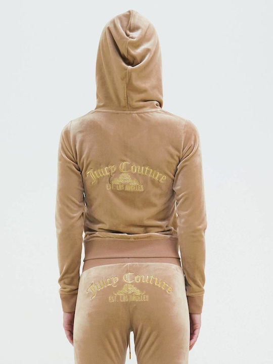 Robertson Women's Sweatshirt Jacket Velvet Hooded Sand