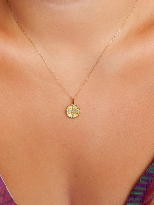 Polytimo Anhänger Kinder Amulett mit Kette Konstantinato aus Gold 14K GO-KAL-107