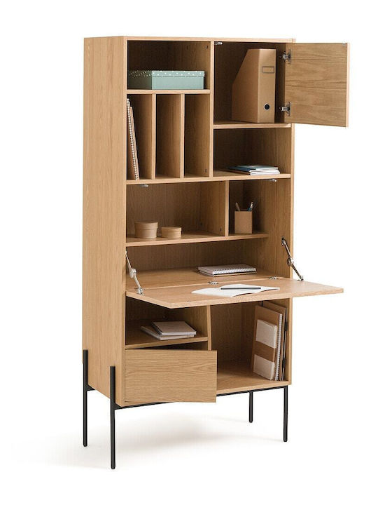 Sekretärin-Schreibtisch Holz Beige mit Metallbeinen 84x45x177cm