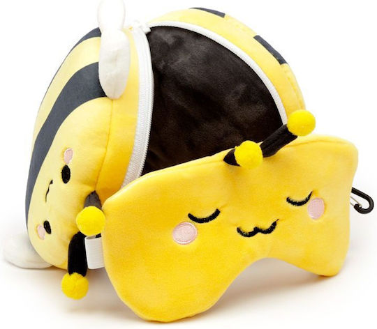 Puckator Travel Pillow Travel Set Mask and Pillow for Kids with Carrying Case Yellow